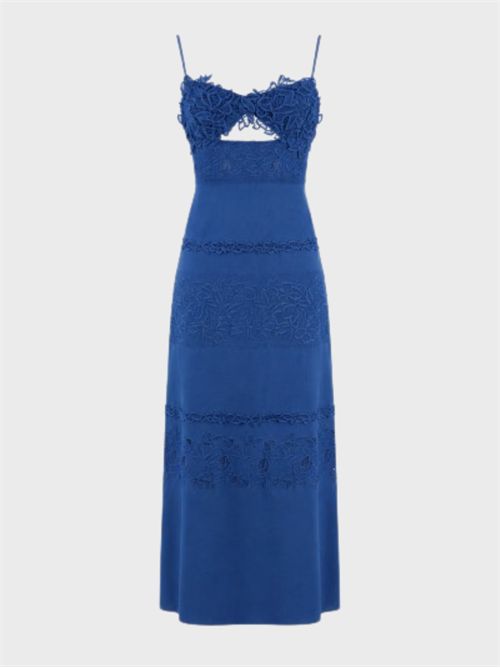 Abito lungo in lino con inserti in pizzo ERMANNO SCERVINO | D484Q615GQI64044